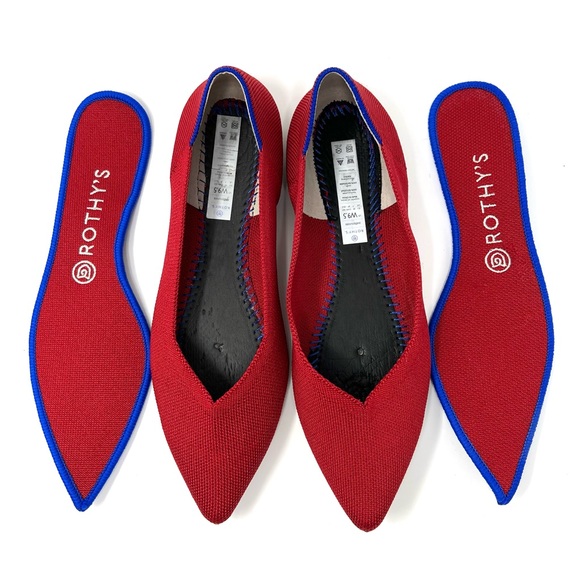 Rothy’s “The Point” Red Slip On Pointed Toe Flats Size 9.5 - Picture 2 of 9